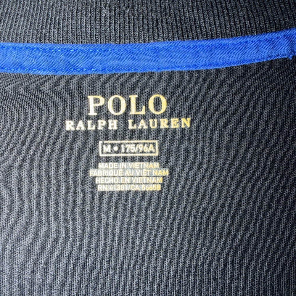 Polo Ralph Lauren Track Jacket Men M Black Full Zip Striped Stretch Cotton - Picture 2 of 7